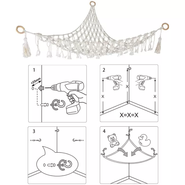 (A White 100 * 100 * 120cm) Toy Storage Hammock Net For Stuffed Animals