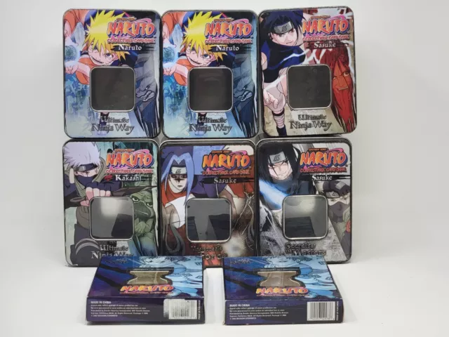 2008 Shonen Jump Naruto CCG  Empty Tin Lot of 6 Bandai + 2 Starter Deck Boxes