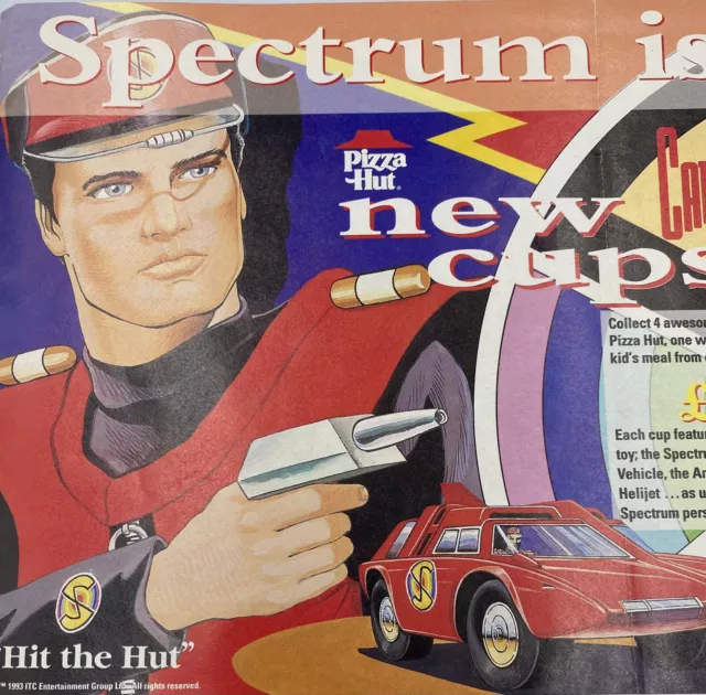 Captain Scarlet Pizza Hut XRare Gerry Anderson Tablemat Poster Advert Cup Promo.