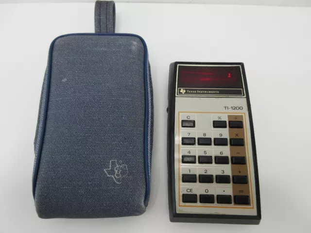 Vintage TEXAS INSTRUMENTS TI-1200 Calculator with TI Case - Tested Working