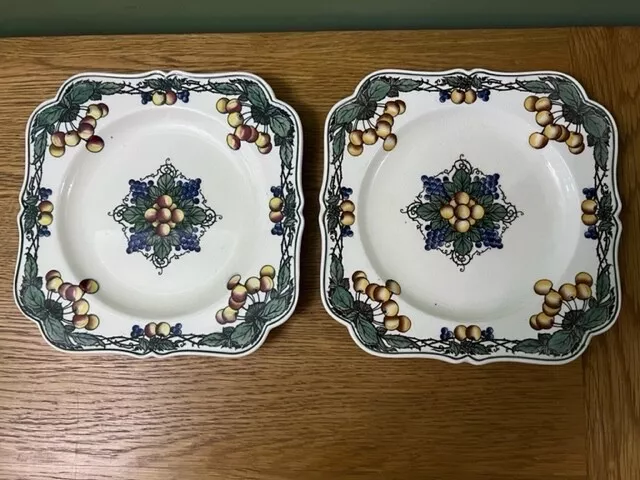  Royal Worcester Crown Ware Square Plates x 2 Approximately 22cm each