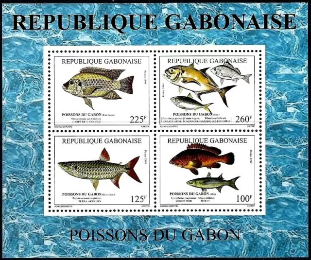 (018+150) Gabon / fish 1999 / rare / scarce ** / mnh  Michel 1480-83 + BL 3