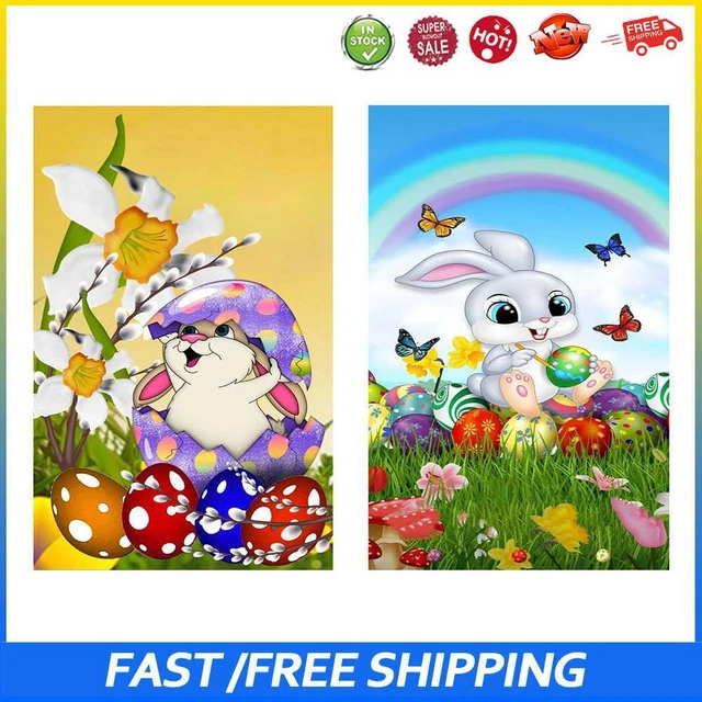 #b Kits de pintura al óleo de conejo de Pascua por números lona imagen de pared hágalo usted mismo regalo para adultos