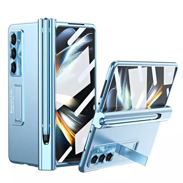 Case For Samsung Galaxy Z Fold 5 4 360° Metal Folding Holder Cover With Stylus
