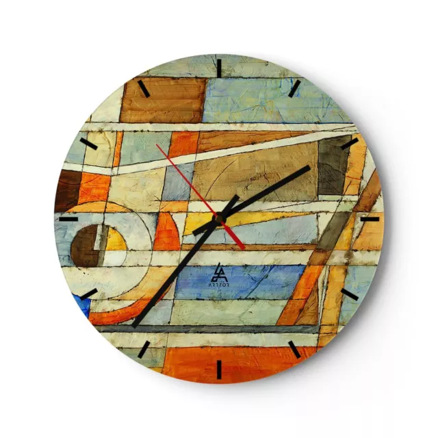 Horloge murale en verre 40x40cm Silencieuse abstraction moderne Wall Clock