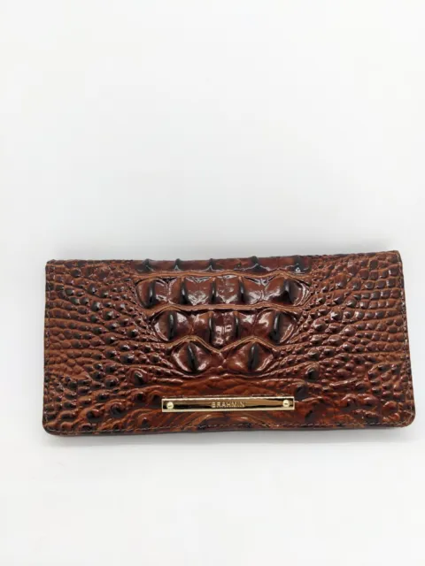 BRAHMIN Ady Melbourne croc-embossed leather foldable wallet -PECAN (DEFECTIVE)