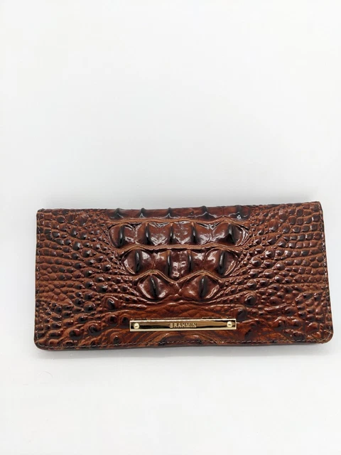 BRAHMIN Ady Melbourne croc-embossed leather foldable wallet -PECAN (DEFECTIVE) BRAHMIN Ady Melbourne croc-embossed leather foldable wallet -PECAN (DEFECTIVE)