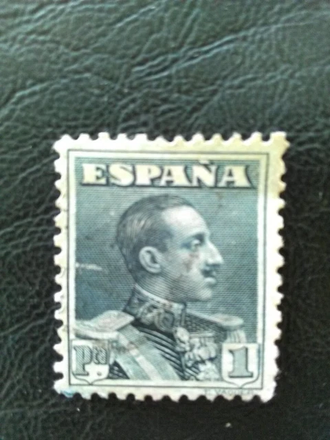 Spain Used Stamp 1924-5 King Alfonso X111 1 Pesata Bluish Black.