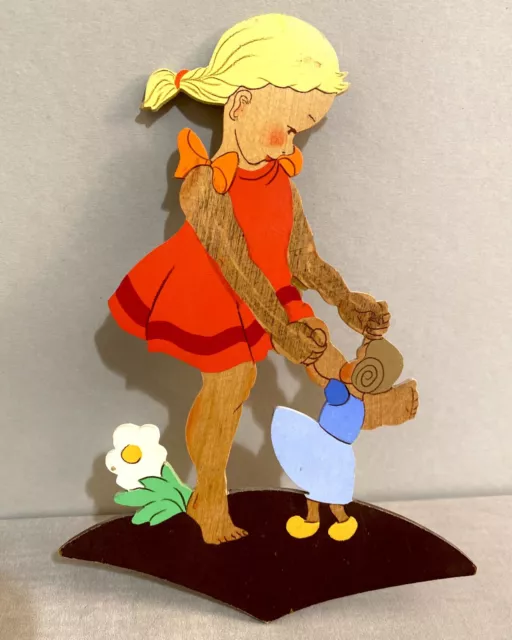 Mid-Century Puppen-Tanz Mädchen Holz Figur Mertens-Kunst Kinderzimmer Deko RAR