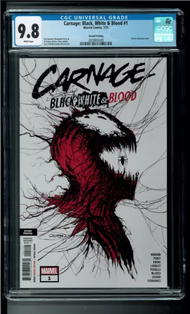 Carnage: Black, White & Blood #1 (2021) Gleason Second Printing Variant CGC 9.8