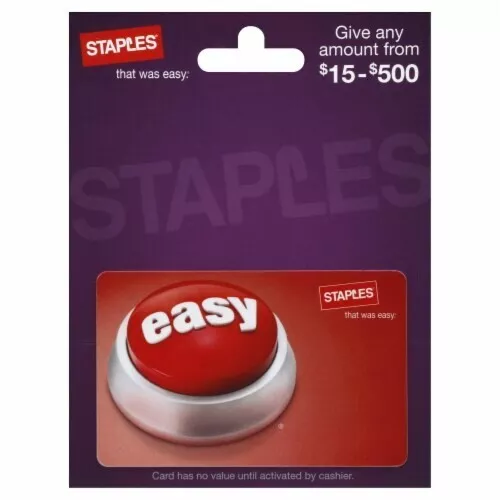 Used STAPLES RED Gift Card That Was EASY Collectible Only No $ Value