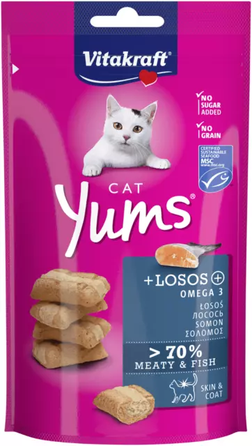 9 x 40g VITAKRAFT CAT YUMS LACHS Omega-3 Katzensnack 360g