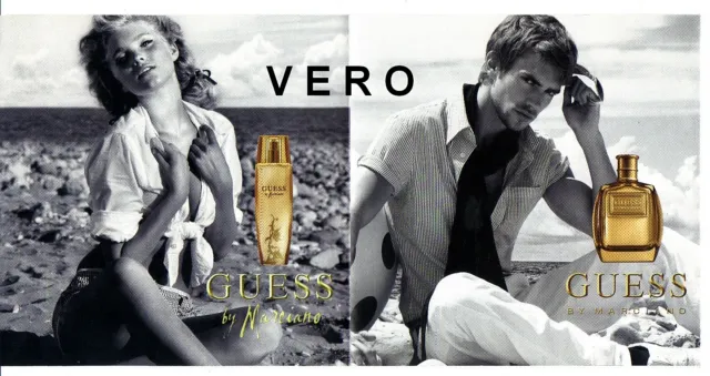 magazine ad GUESS by Marciano FRAGRANCE PARFUM 2-page brochure open and sniff