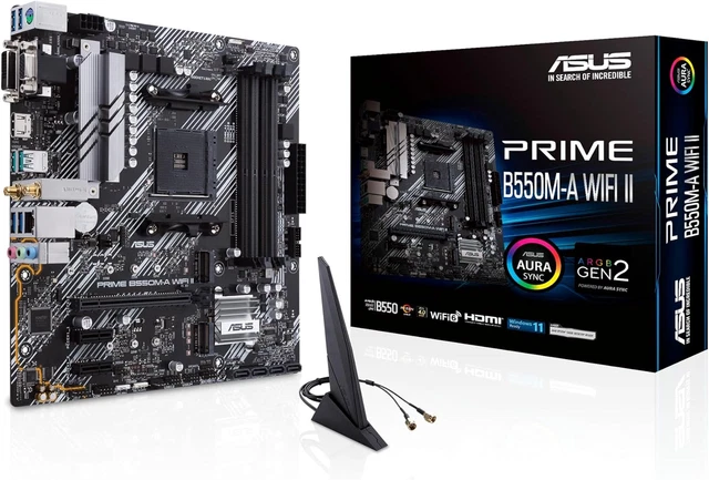 ASUS PRIME B550M-A WIFI II, AMD B550, AM4, Micro ATX, 4 DDR4, VGA, DVI ...
