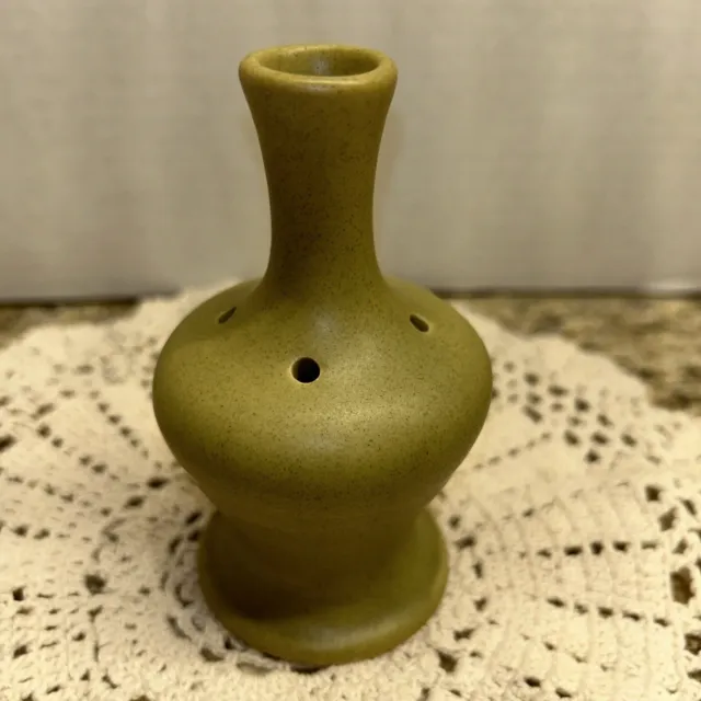 Pigeon Forge Pottery Bud Vase 4.25" Signed Vintage Art Pottery Green Glaze Speck