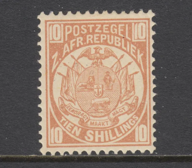 Transvaal Sc 134 MLH. 1885 10sh pale brown Coat of Arms, fresh, bright, VLH