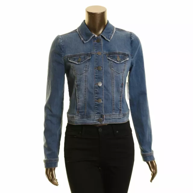 MAISON JULES NEW Women's Destroyed Trucker Denim Jacket Top TEDO