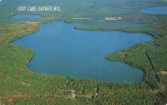 Postcard Air View Lost Lake Sayner St Germain Wisconsin WI 1974