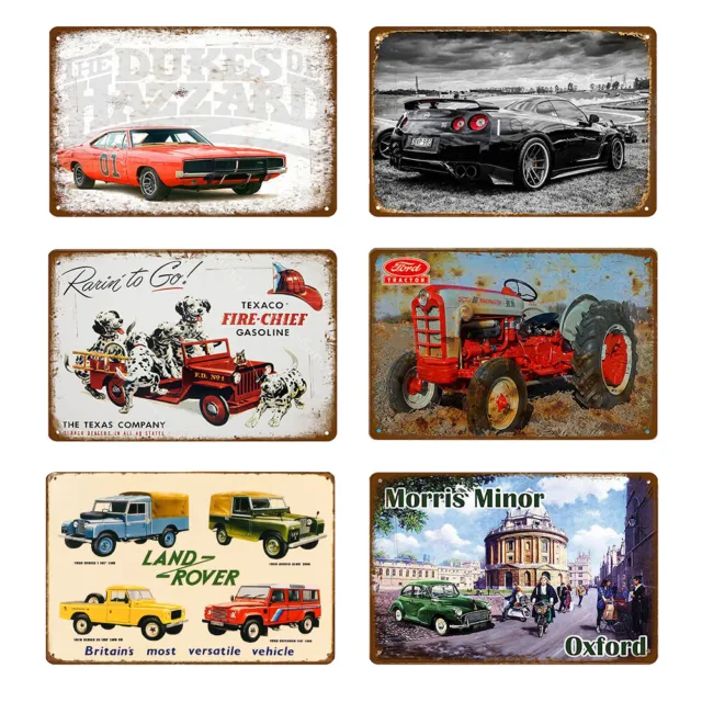 Car Series Retro Rectangular Metal Tin Painting Cafe Bar Home Pub Wall Poster