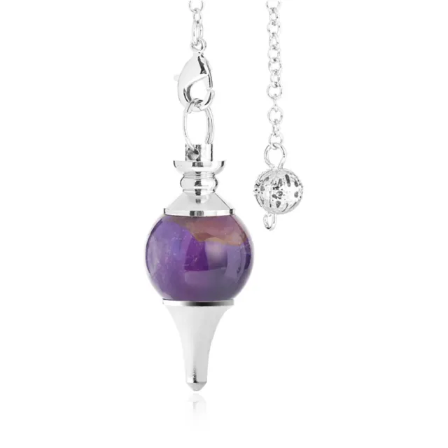 Natural Gemstone Crystal Pendulum Healing Dowsing Chakra Reiki Pendant Necklace