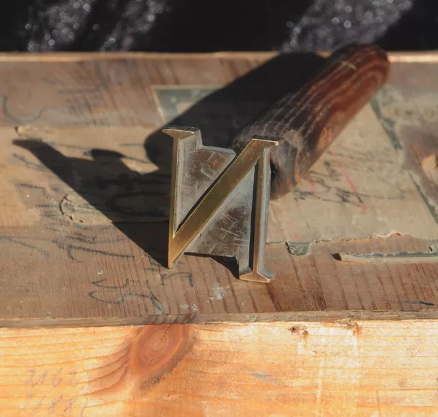 Buchstabe "N" Vergoldestempel Initial Prägestempel Messing Buchbinder Werkzeug !