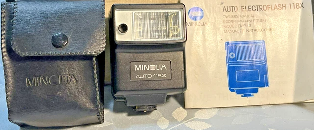 Minolta Auto 118X Flash Made In Japan w/ case & manual Vintage - untested *READ*