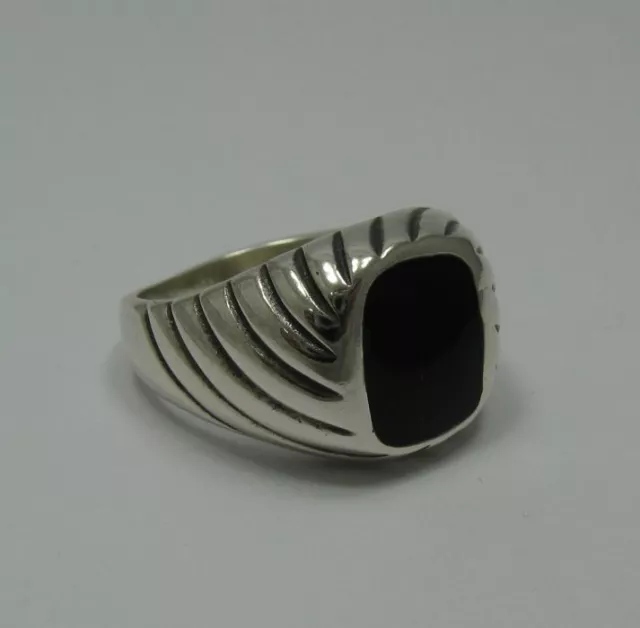 Sterling Silver Ring Solid 925 Black Enamel Men Perfect Quality Empress R001206