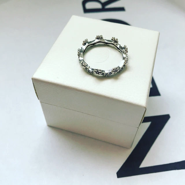 PANDORA SILVER FLOWER Crown Ring Size 58 (ALE S925)