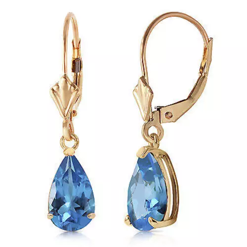 3.77 Carat 14K Solid Gold Extravaganza Blue Topaz Earrings