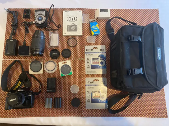 Nikon D70 Digital Camera With Bag  Nikkor 28-80 + 70-300 Nikon Lenses, And More
