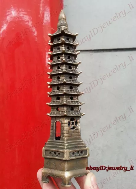 collectable bronze Vintage peace Pagoda /pagod Statue Tower 9-Tier ;