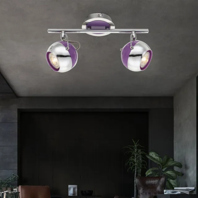 Retro LED Chrom Decken Lampe purple Schlaf Zimmer Kugel Spot Leuchte verstellbar