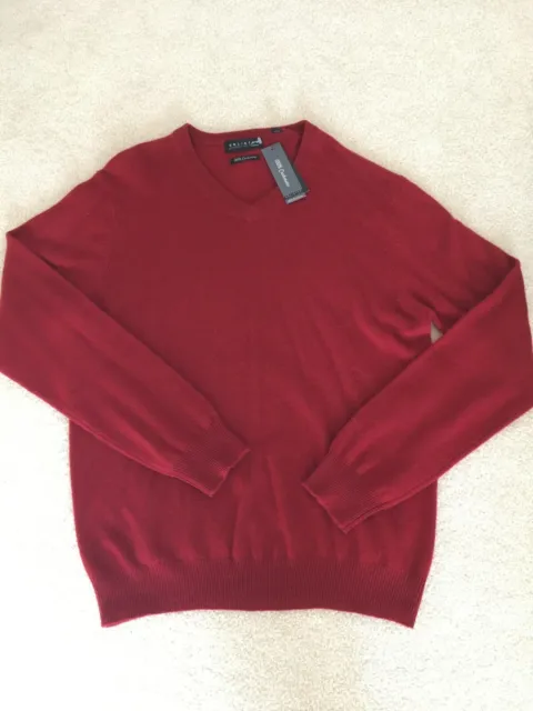 NEW MEN'S KENNETH Cole 100% Cashmere Light weight Sweater Red Large L ...
