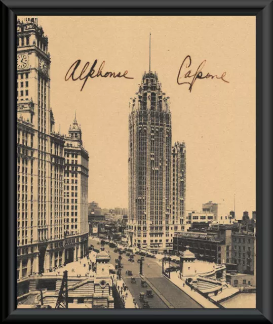 Al Capone Autograph Reprint & 1920s Chicago Reprint On 90 Year Old Paper *P051