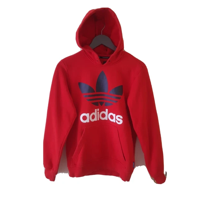 Adidas Red Pullover Hoodie Jumper Womens Girls Ladies UK Size XS Kangaroo Pocket