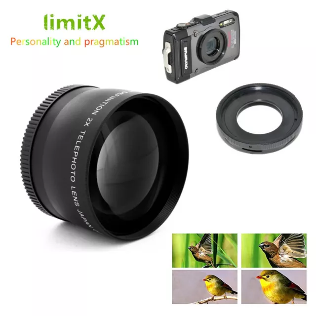 AU 2X Telephoto Lens & Adapter Ring for Olympus TG6 TG5 TG4 TG3 TG2 TG1 Camera