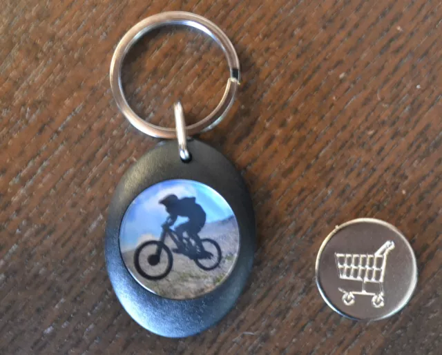 Sanctuaries Edge Downhill Mountain Biking Keyring Locker Shopping Trolley Coin