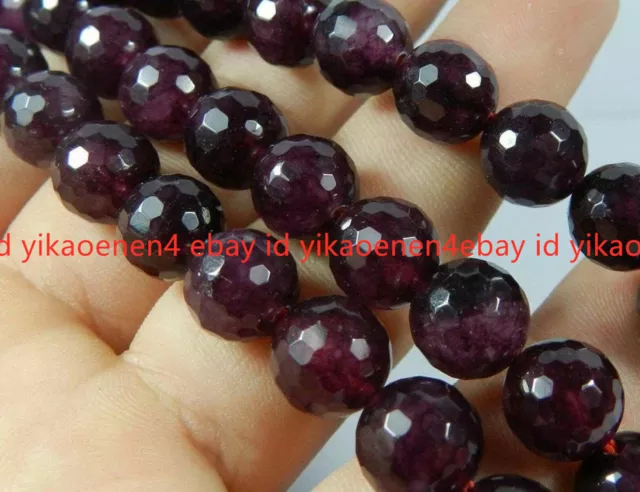 Beautiful 8mm Red Garnet Gems Faceted Round Loose Beads 15 Inch
