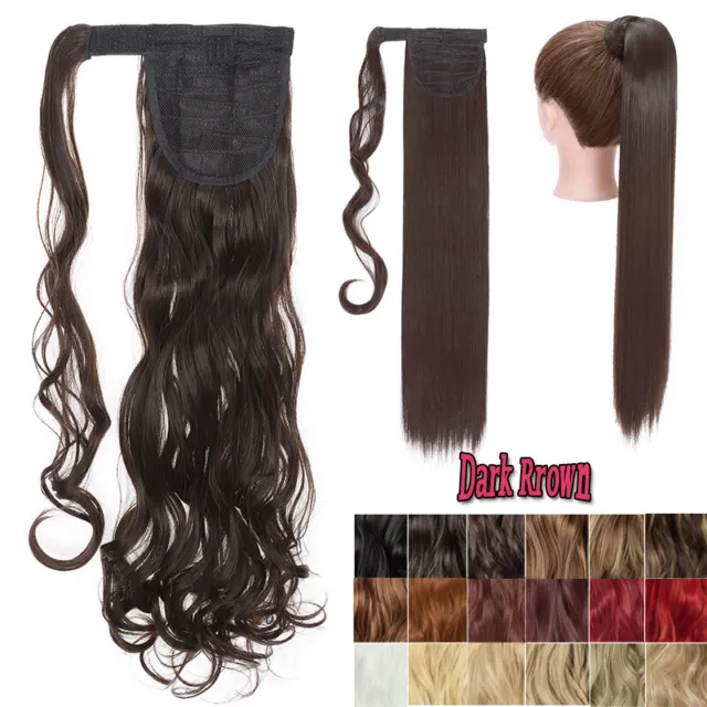 Natural As Human Real Long Clip In Ponytail Hair Extensions Wrap On Pony Tail AU