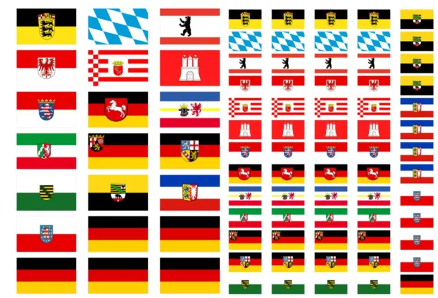 Germany German State and City Flag Stickers rectangular 21 or 65 per sheet