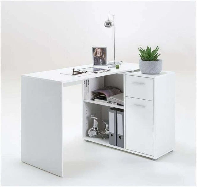 Morgan white flexi corner shop desk with storage