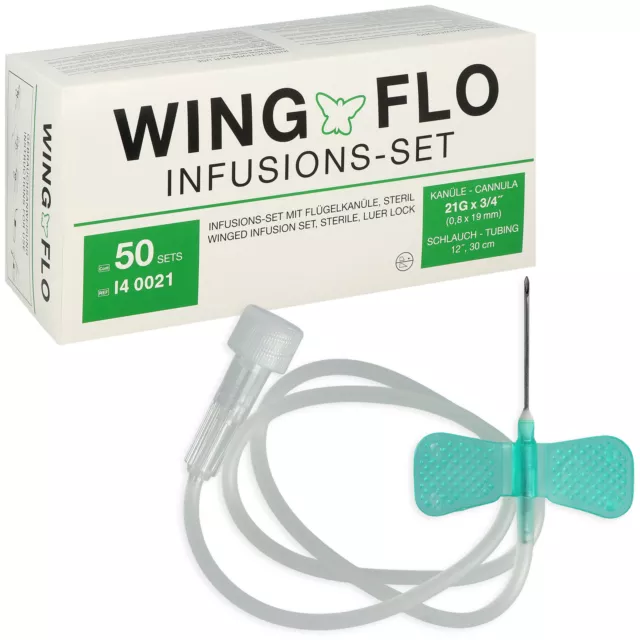 Wingflo Flügelkanülen Wing-Flo Butterfly Kanüle Venenpunktion Infusion 50 Stück