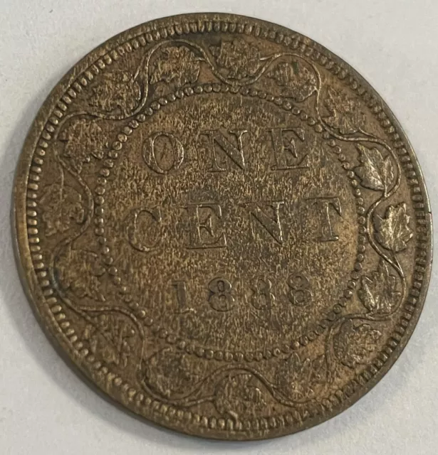 1888 Canada Large One Cent Coin Rare Canadian 1 Penny Queen Victoria Bronze KM#7