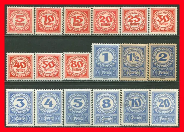 Austria Postage Due Stamps Scott J75-J92, MNH Complete Set!! A229a