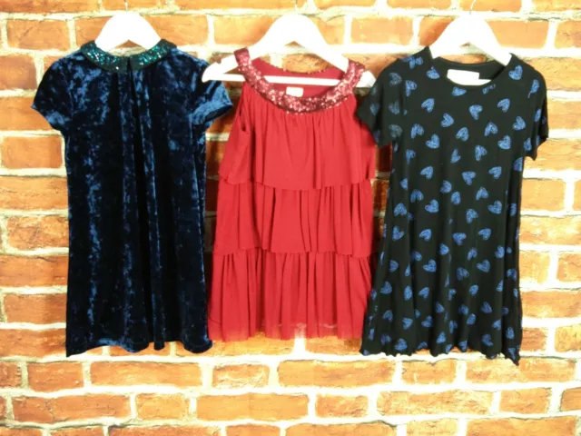 Girls Bundle Age 5-6 Years M&S Zara Next Dresses Party Velvet Sequins Blue 116Cm