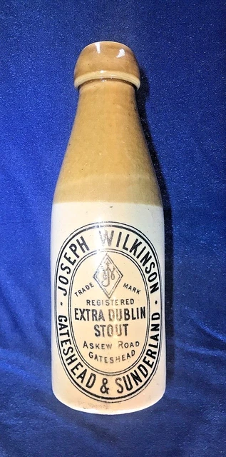 JOSEPH  WILKINSON  STONEWARE GATESHEAD  & SUNDERLAND extra dublin  STOUT BOTTLE