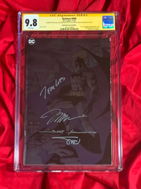 CGC SS 9.8~Batman #608~Foil Error Edition~SIGNED Jim Lee+Loeb+Williams+Sinclair
