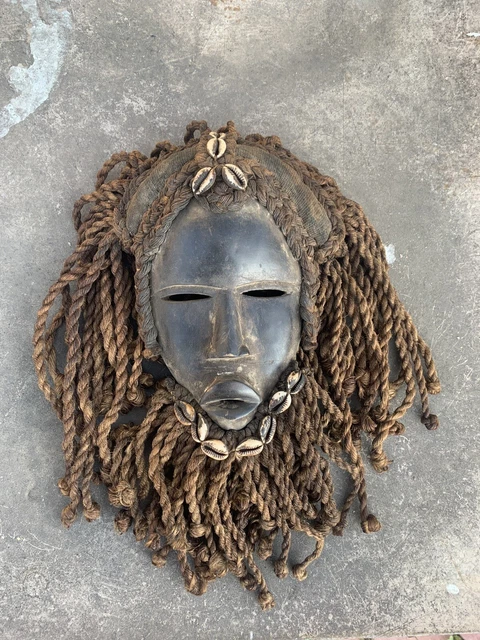 Dan Mask with Cowries and Rope Beard African mask great size OFFERS #2