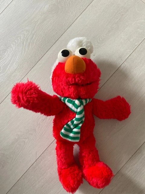 Vintage 1997 Sesame Street Christmas Santa Elmo Tyco Plush Toy 90s Jim Henson