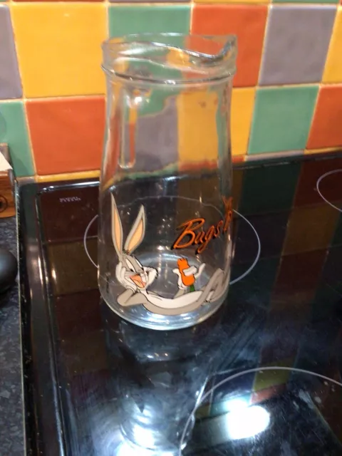 Rare Warner Brothers Bugs Bunny Glass Jug.. Vintage. 1993.